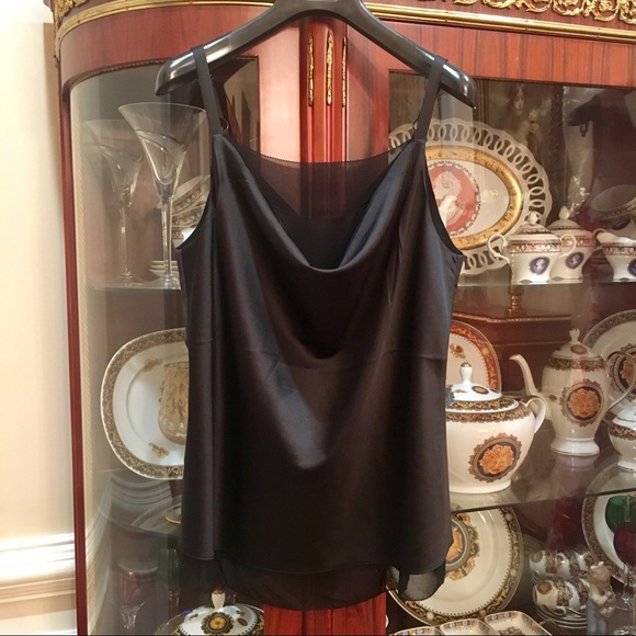 White House Black Market Black Satin Draped Neck Cami Camisole sz.XXS - Picture 5 of 15
